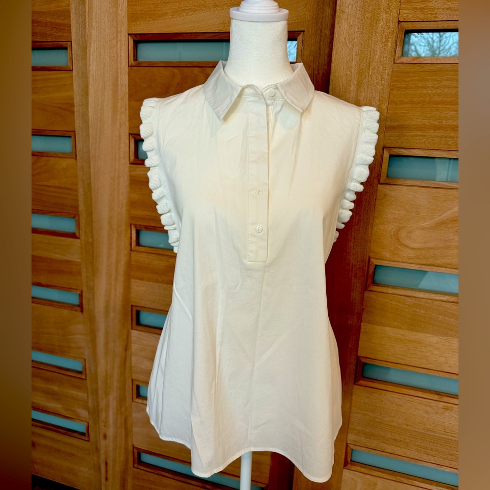 DR2 White Collared Sleeveless Blouse - Size M